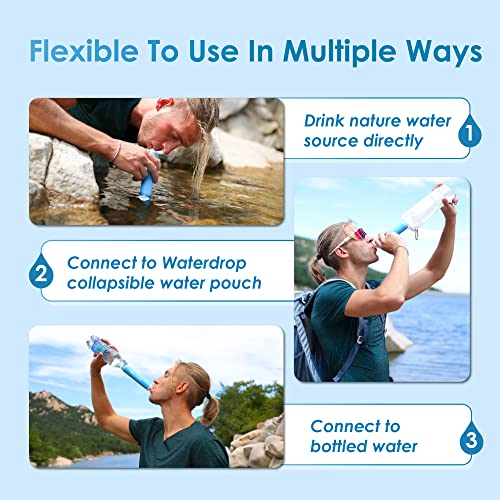 Waterdrop Water Filter Straw, Water Purifier Survival for Camping, Travel, Backpacking and Emergency Preparedness, Water Filtration System Survival, 1 Pack