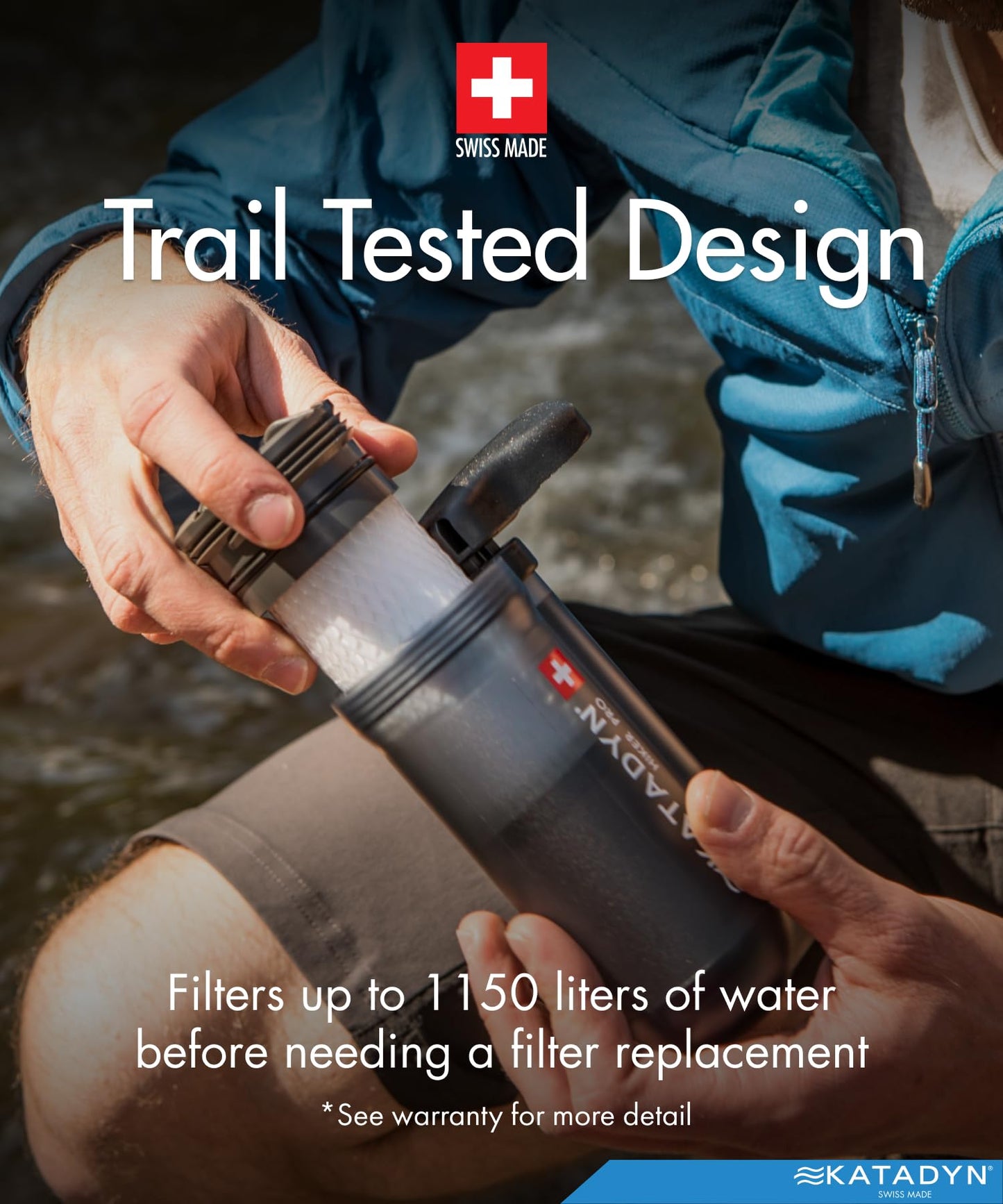 Katadyn Hiker Pro Hand Pump Water Filter for Backpacking, Camping, Emergency Survival