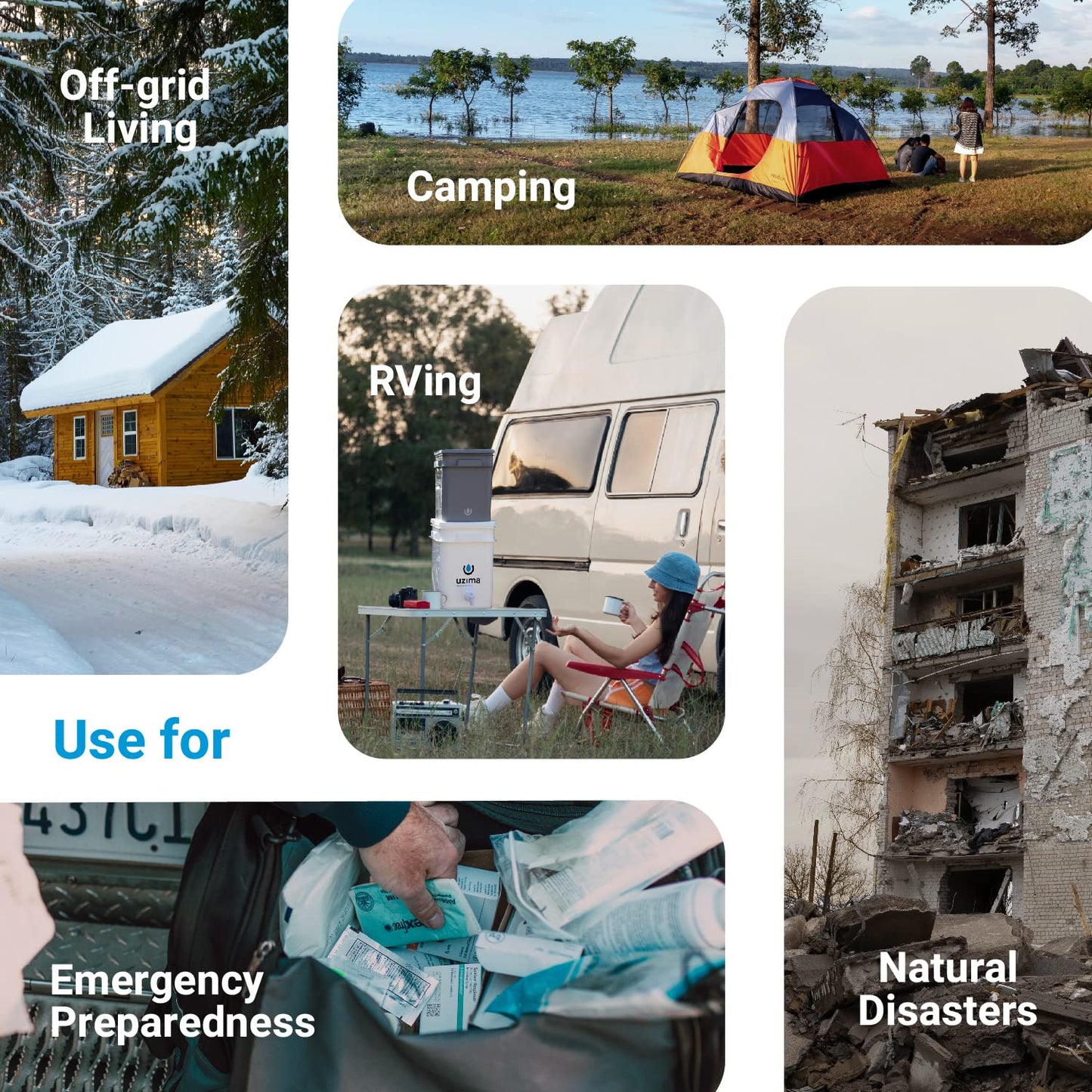 Uzima UZ-2 Camping Water Filter and Drinking Water Filter System, Portable Travel Water Filter Alternative to Water Purification Systems, Water Filter for Camping, Backpacking, and Hiking